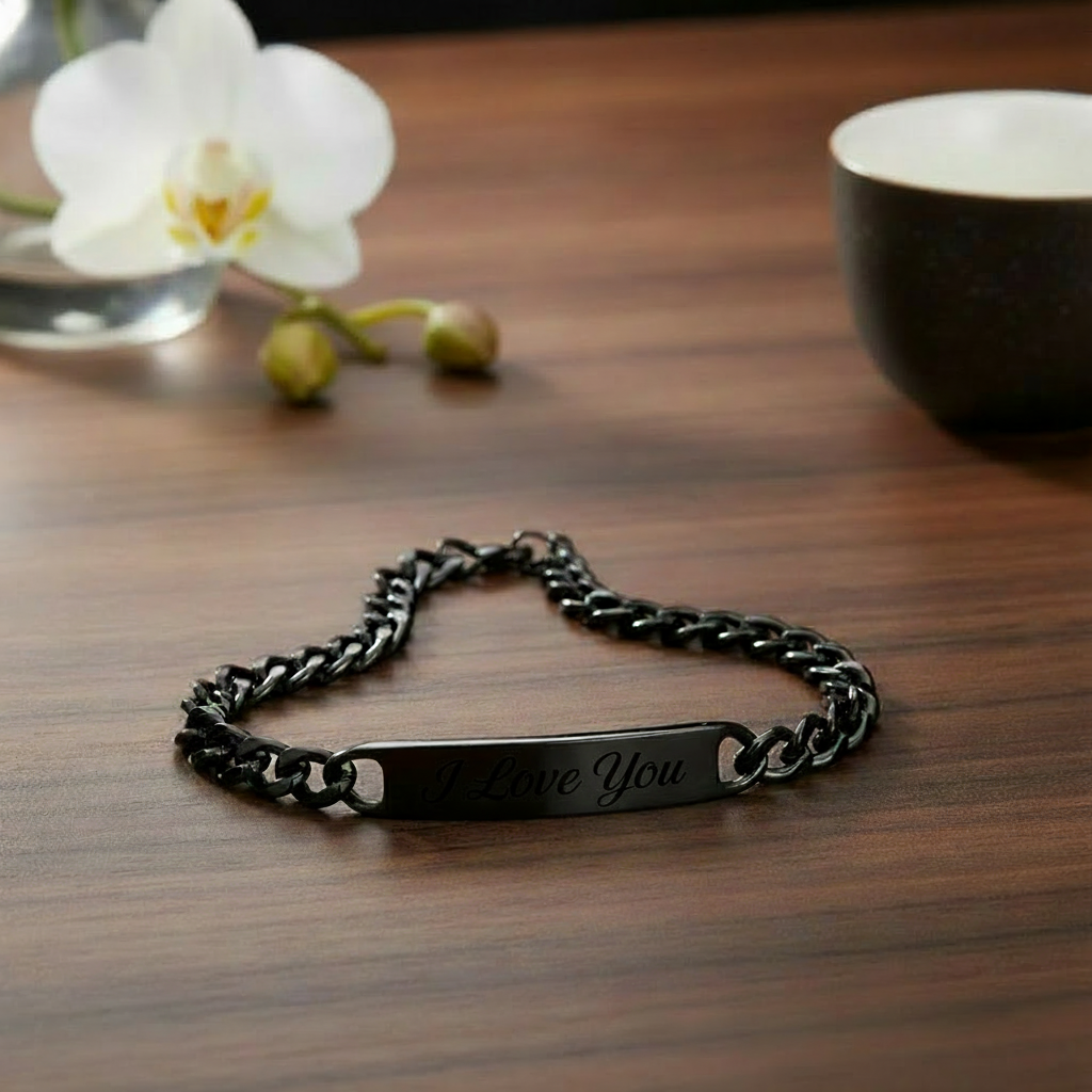 Bracelet photo personnalisable en acier inoxydable – Gravure prénom, date ou image